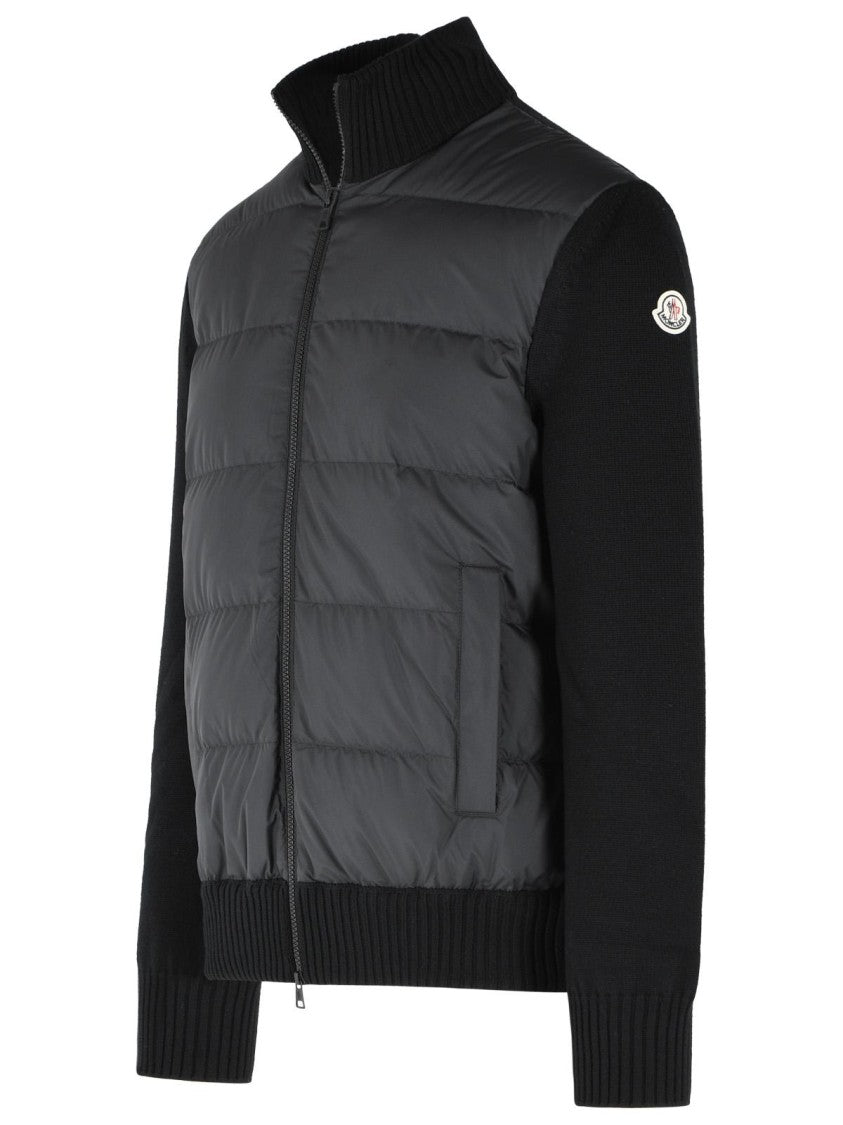 Moncler 'Tricot' Black Virgin Wool Cardigan