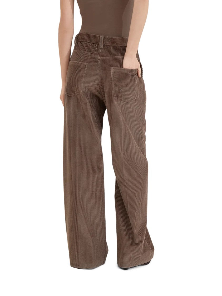 Brunello Cucinelli Brown Wide-Leg Trousers In Corduroy