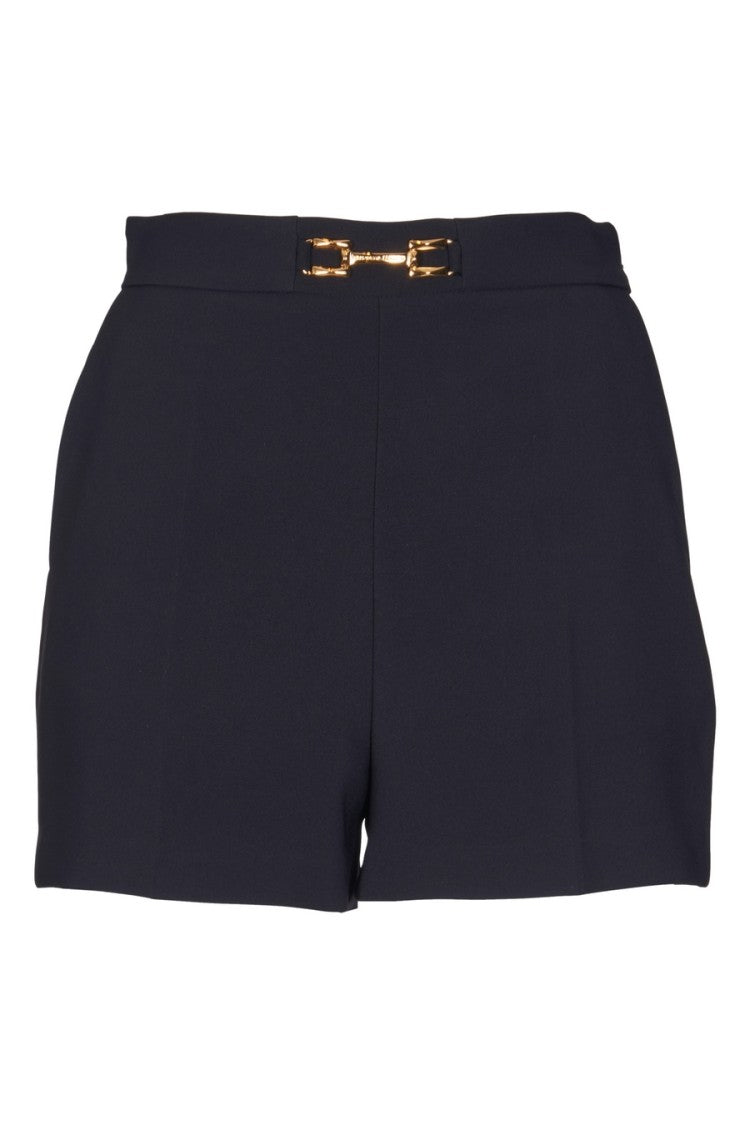 Elisabetta Franchi High-Waist Tailored Shorts With Gold Buckle