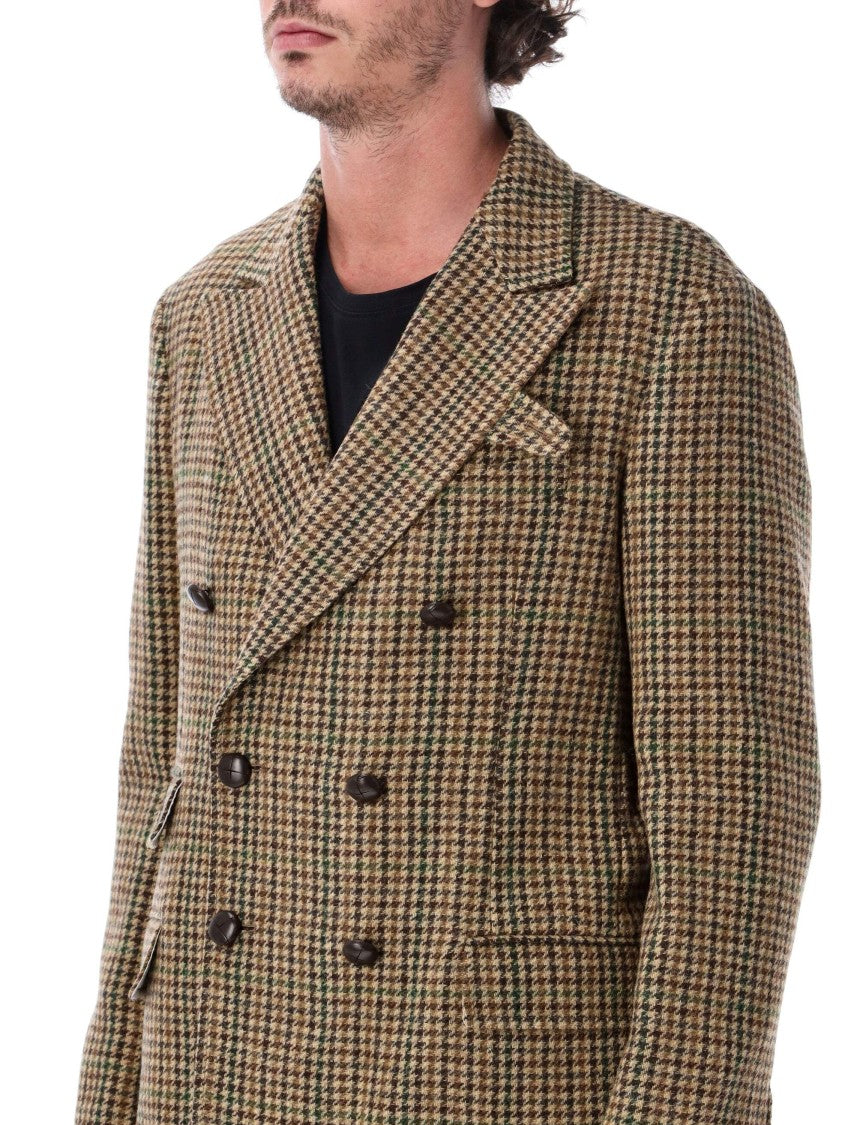 Fortela Travel Brown Wool Tweed Salpa Button Travel Blazer