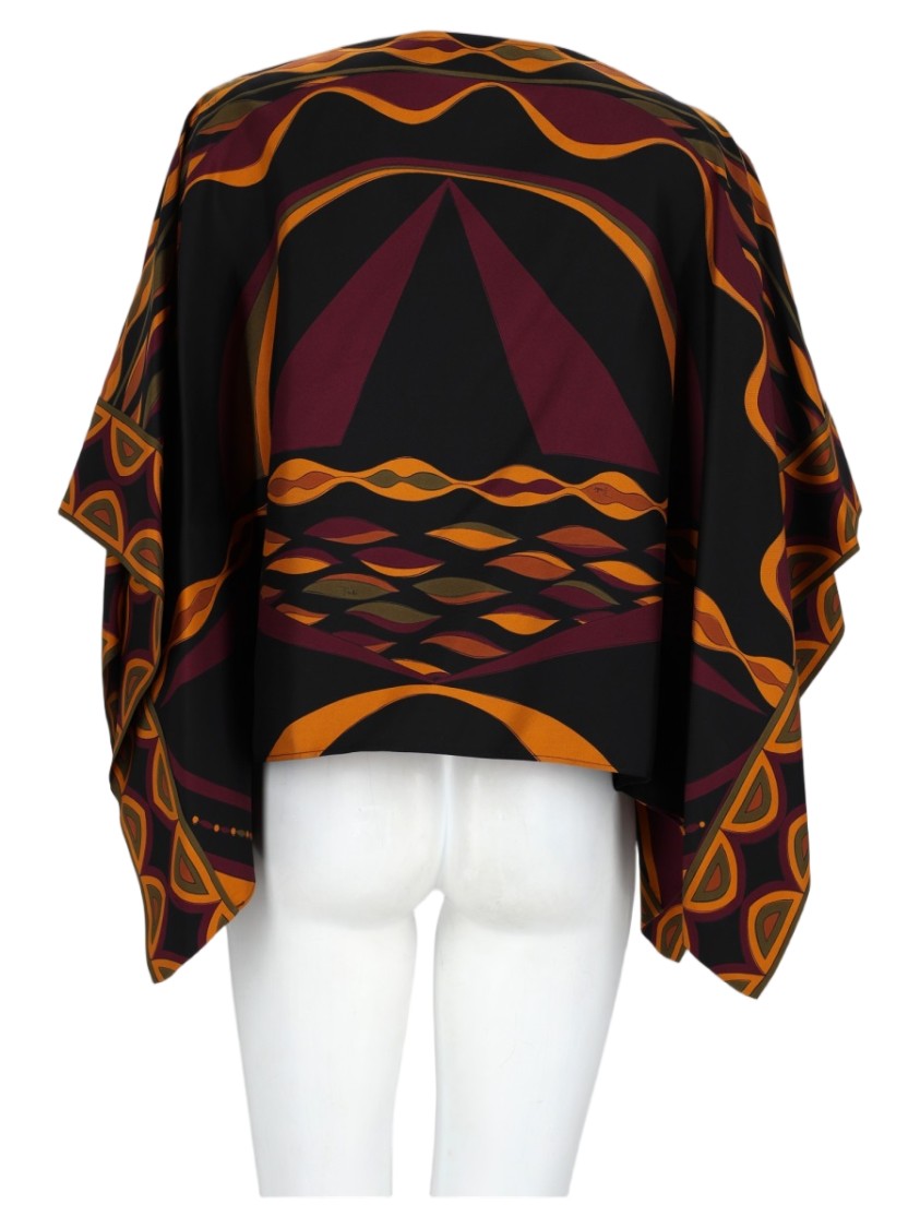 Pucci Bordeaux Abstract Silk Blouse