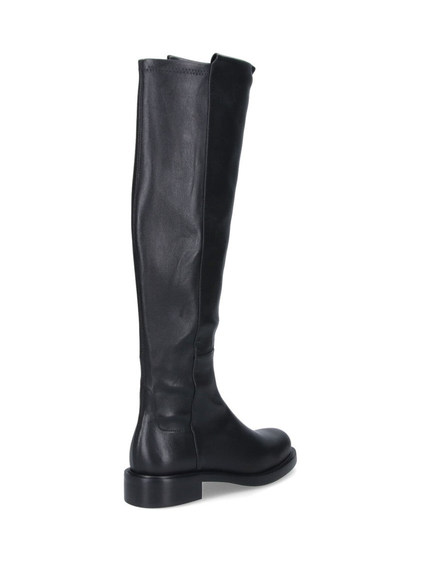 Stuart Weitzman Mid-Calf Boots With Smooth Finish And Rounded Toe