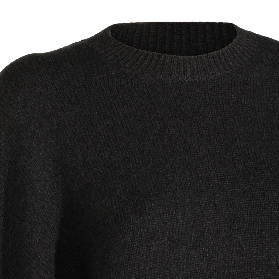 Khaite Dark Grey Cashmere Knit Sweater With Ribbed Details