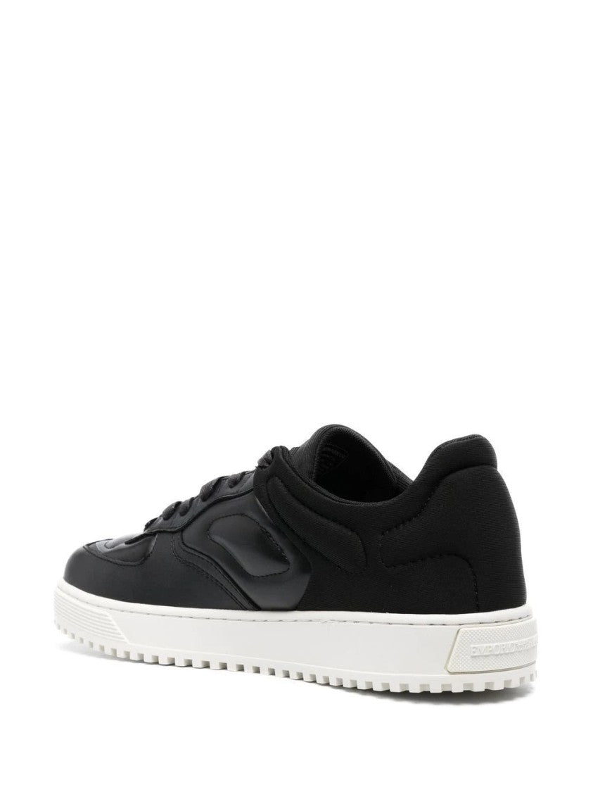 Emporio Armani Lace-Up Black Cowhide Trainers