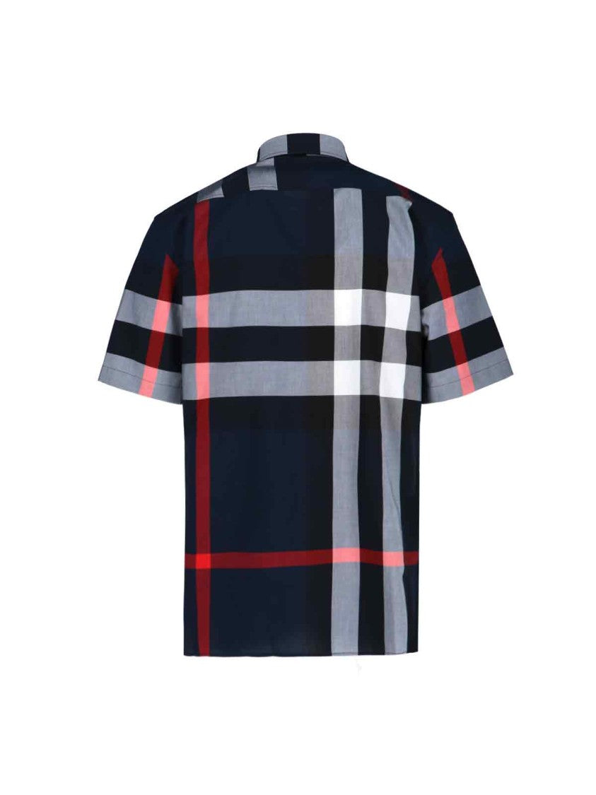 Burberry "Check" Shirt, In Blue Cotton