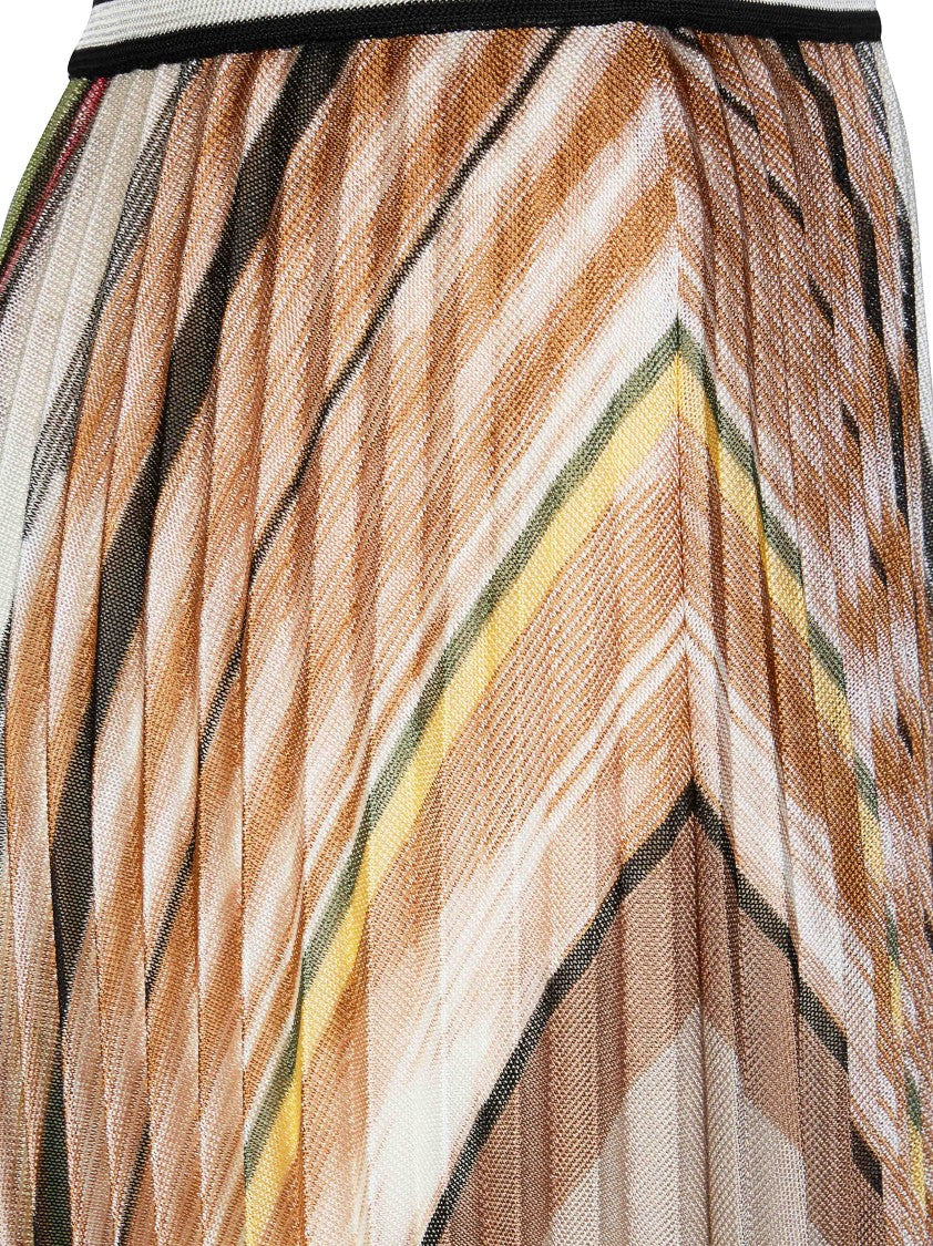 Missoni Missoni Pleated Earthy Striped Midi Skirt