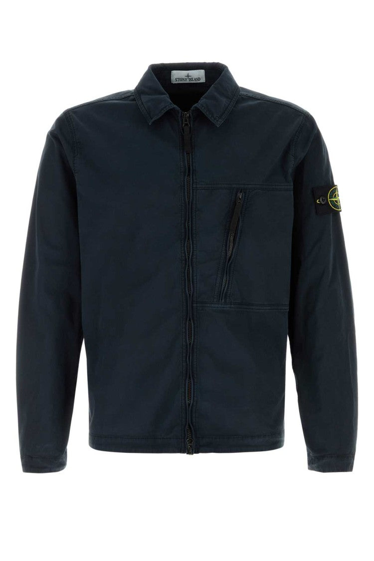 Stone Island Navy Blue Stretch Cotton Jacket