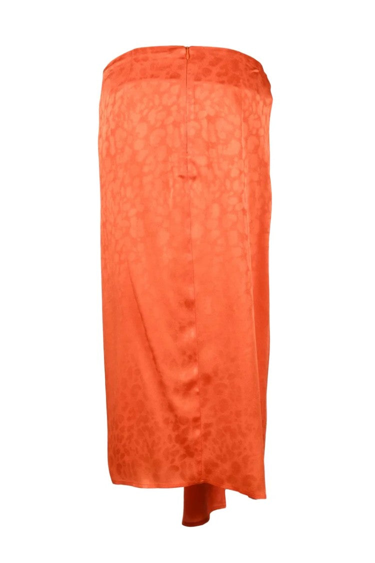 Manila Grace Orange Acetate Silk Midi Skirt