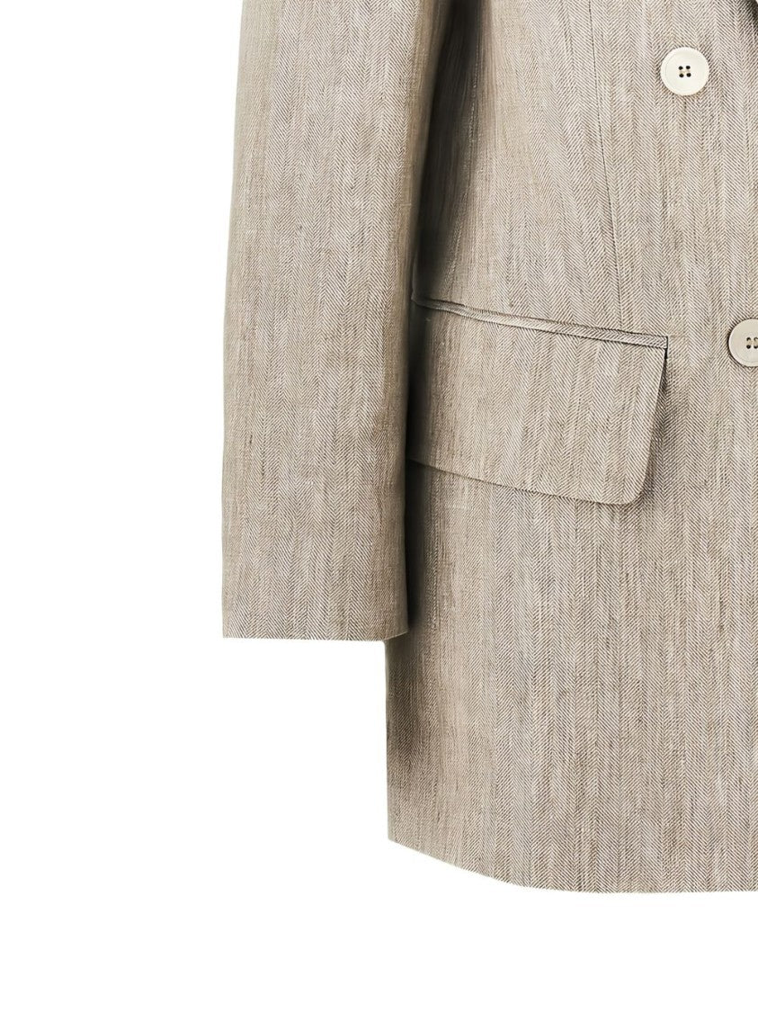 Max Mara Double-Breasted Linen Jacket With Structured Silhouette