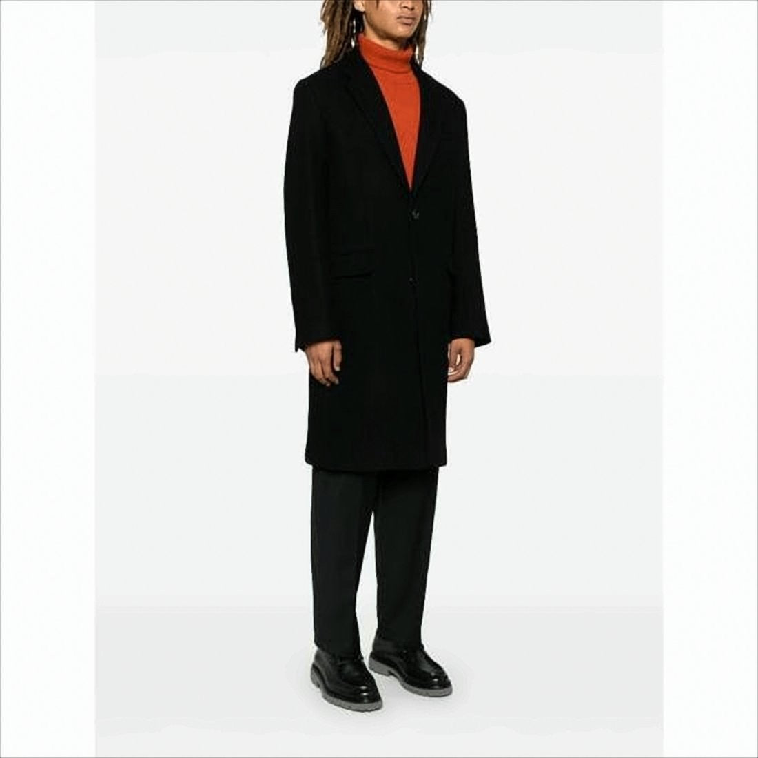 Ami Paris Classic Tailored Wool Coat With Minimalist Design