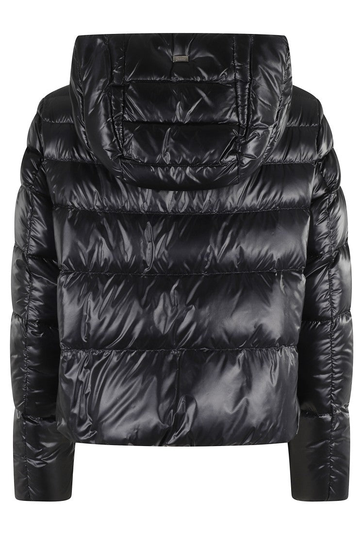 Herno Cropped Black Bomber Jacket