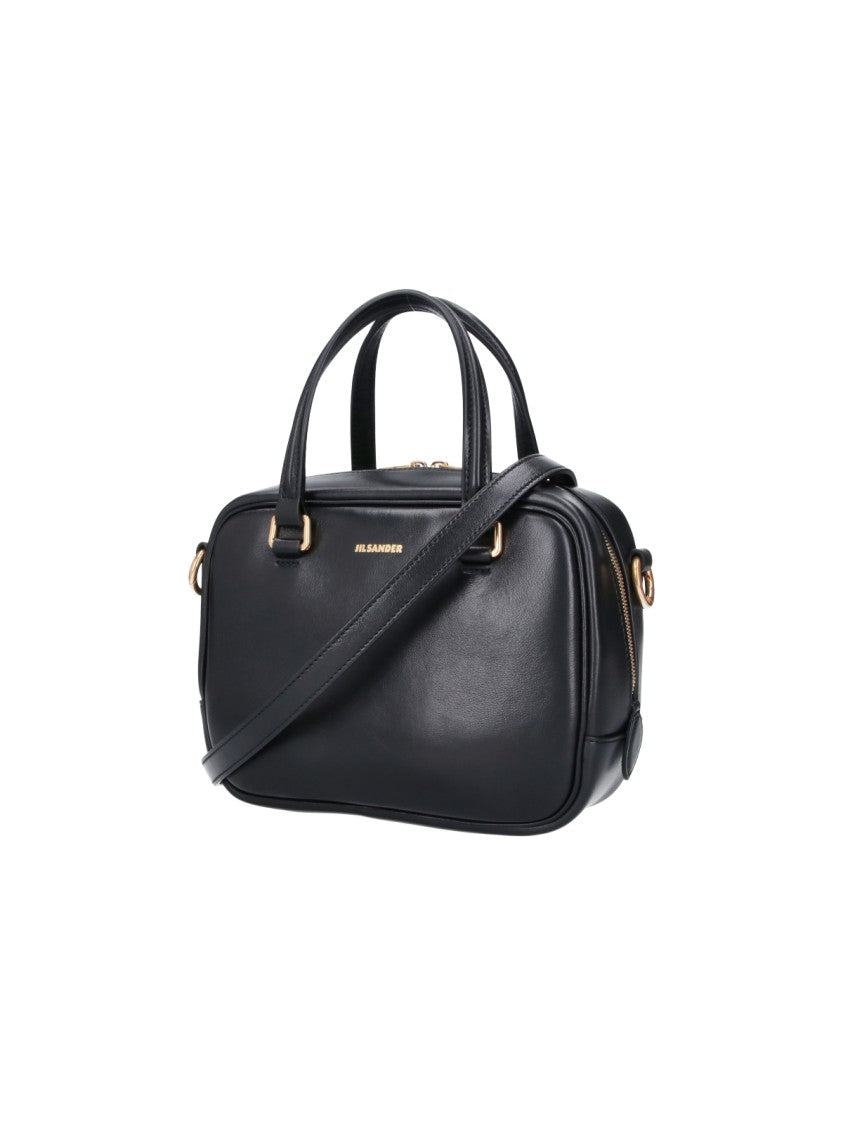 Jil Sander Black Leather Mini Vision Tote Bag