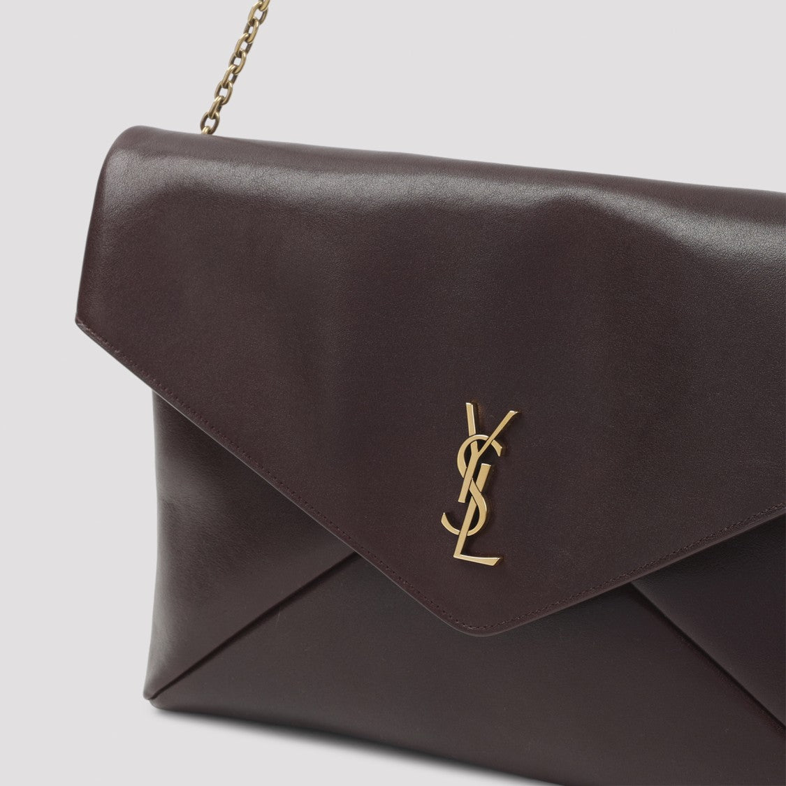 Saint Laurent Envelope-Style Handbag In Smooth Dark Calf Leather