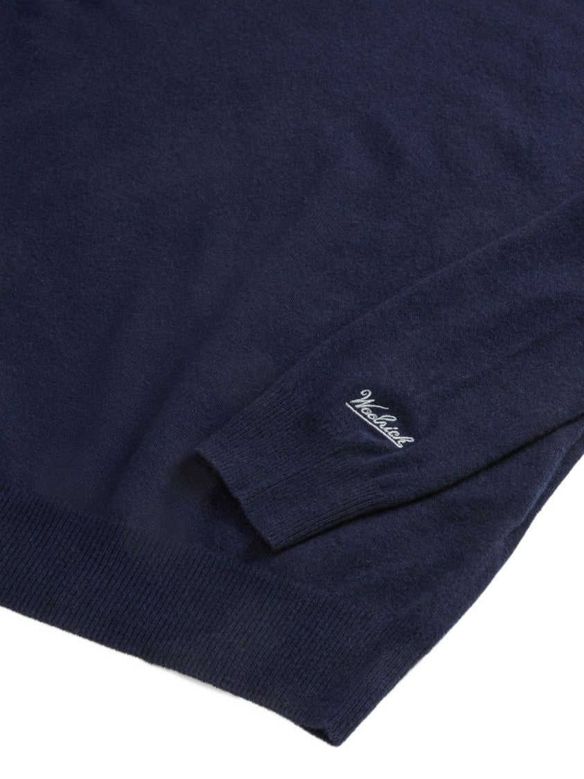 Woolrich High Neck Blue Wool Sweater