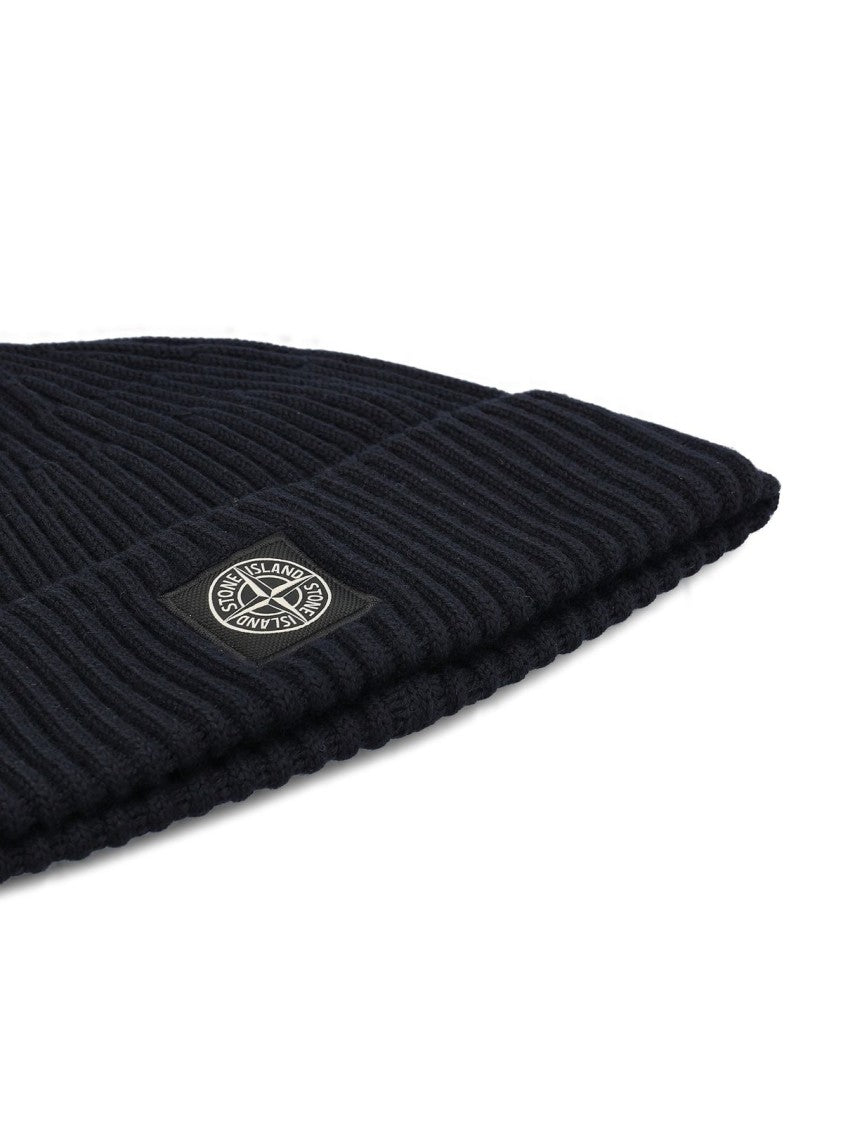 Stone Island Structured Blue Wool Hat