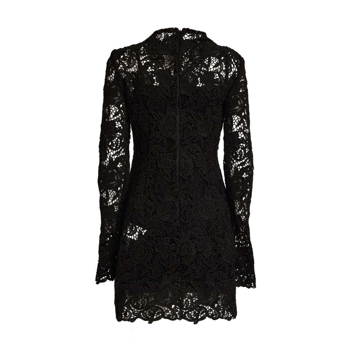 Sportmax Floral Macramé Midi Dress With High Collar And Tailored Fit