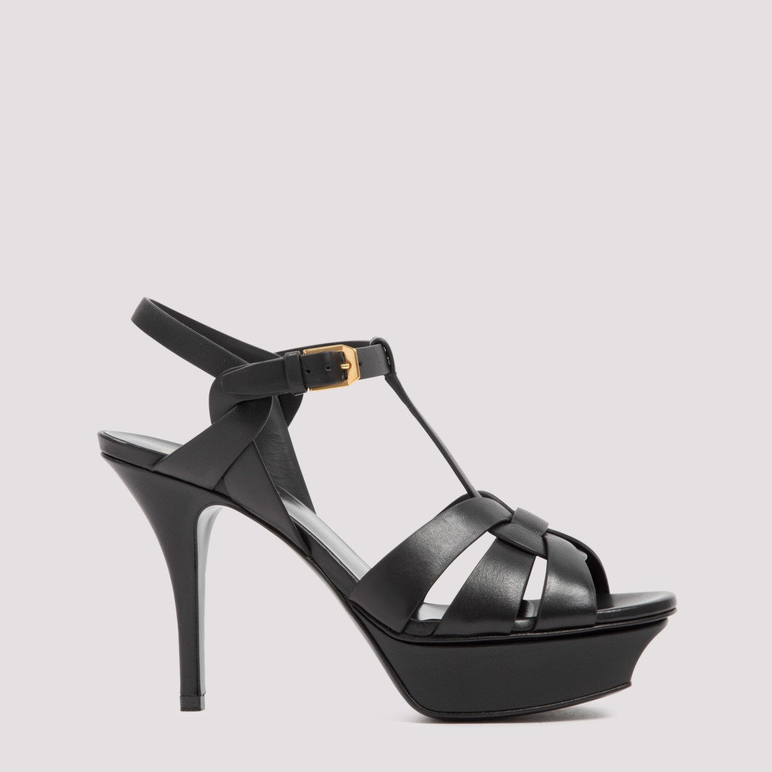 Saint Laurent Black Leather Tribute Sandals