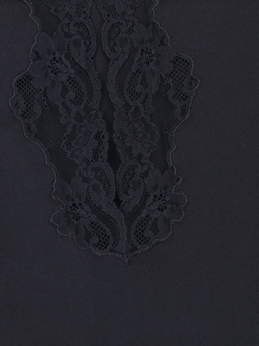 Balmain Black Viscose Lace Midi Skirt