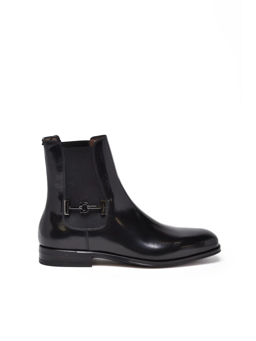 Salvatore Ferragamo Black Leather Isidoro Boots