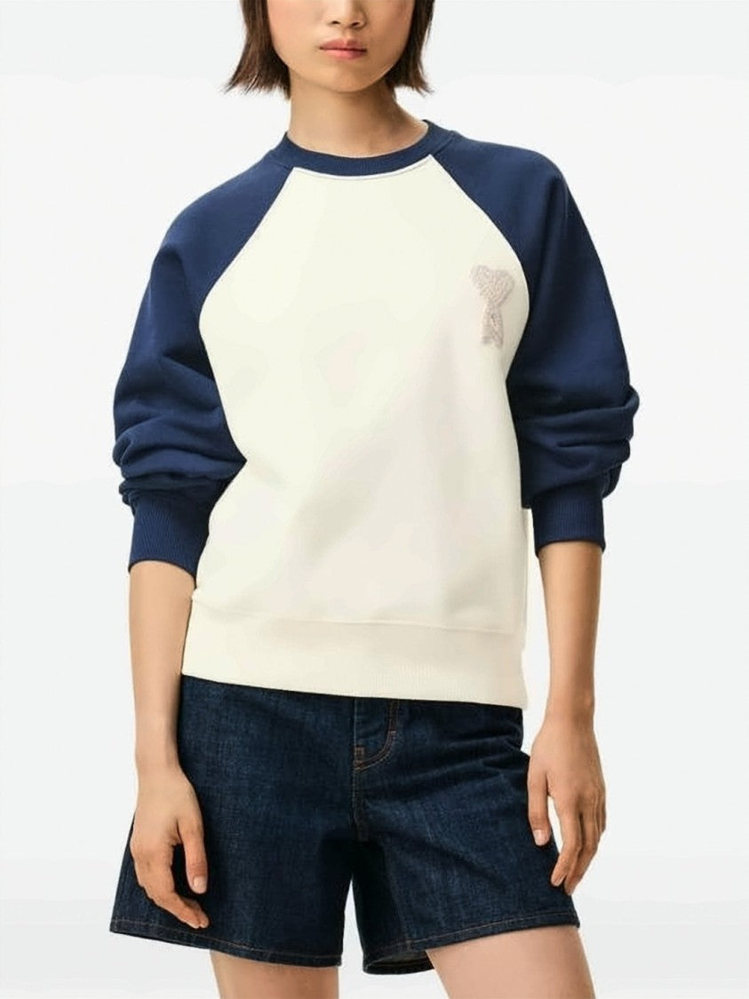 Ami Paris Color-Block Long Sleeve Sweatshirt