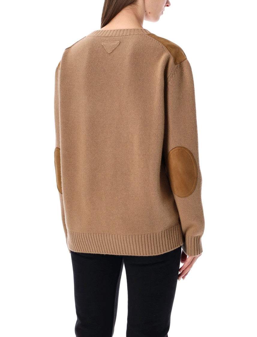 Prada Wool And Cashmere Sweater With Lambskin Front