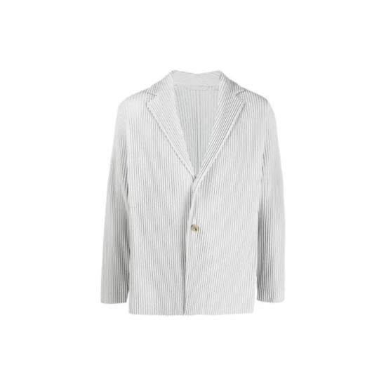 Homme Plissé Issey Miyake Fine Pleated Jacket With Notched Lapel And Minimalist Design