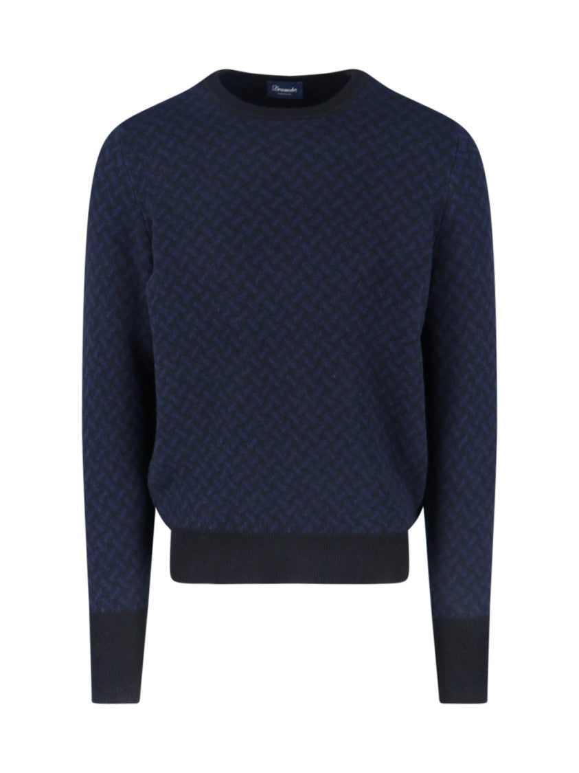Drumohr Jacquard Cashmere Sweater – Navy