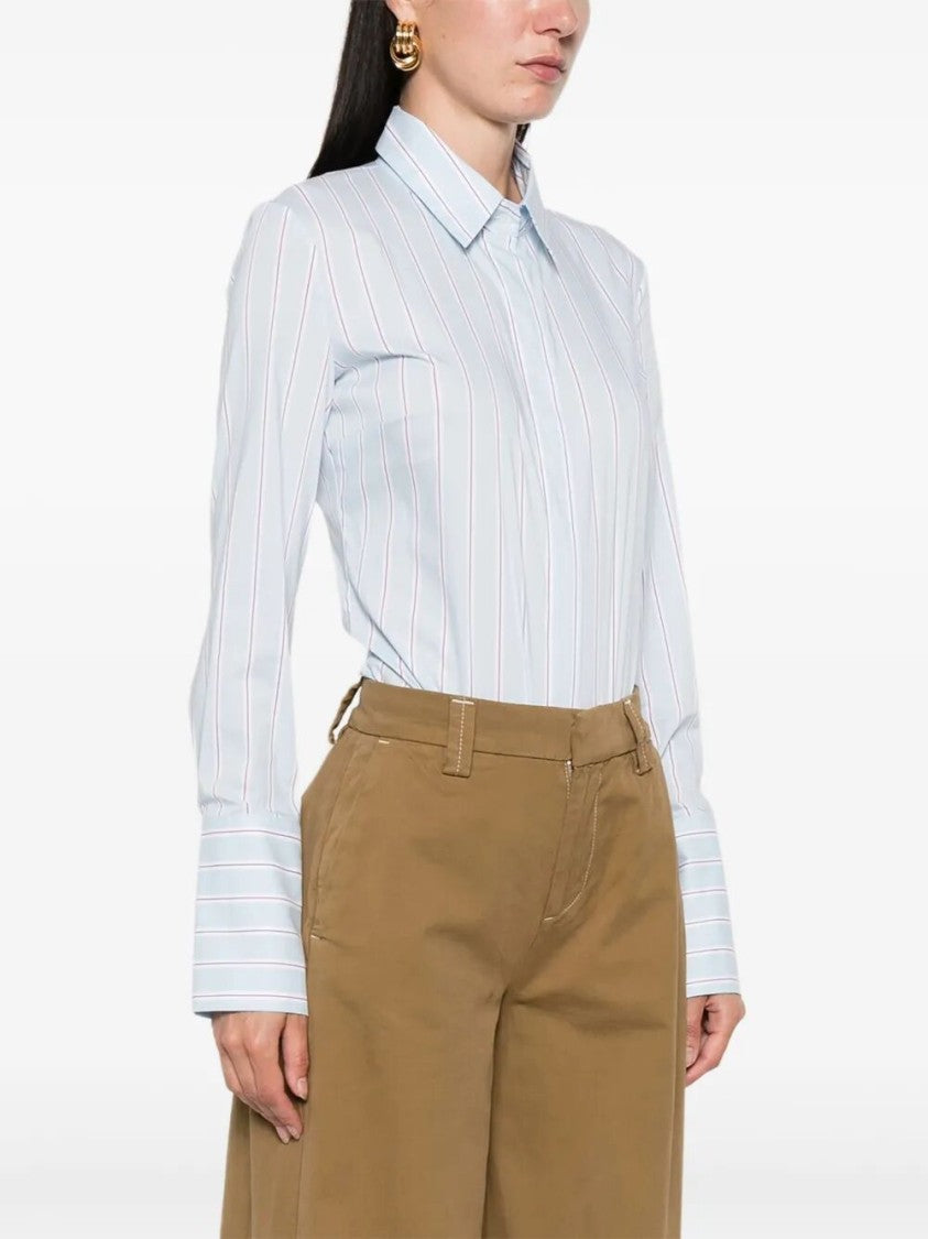 Patrizia Pepe Light Blue Striped Button-Down Body Shirt