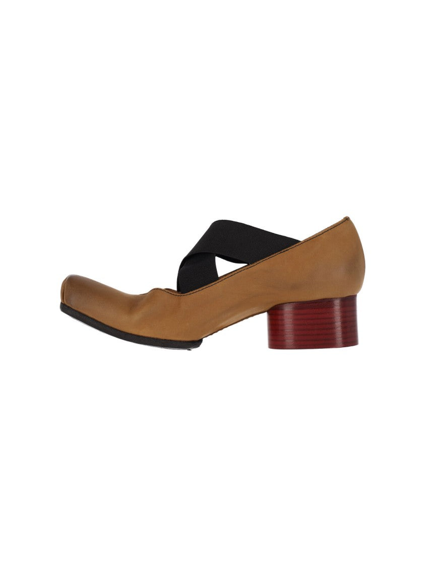Uma Wang Brown Square-Toe Leather Flats