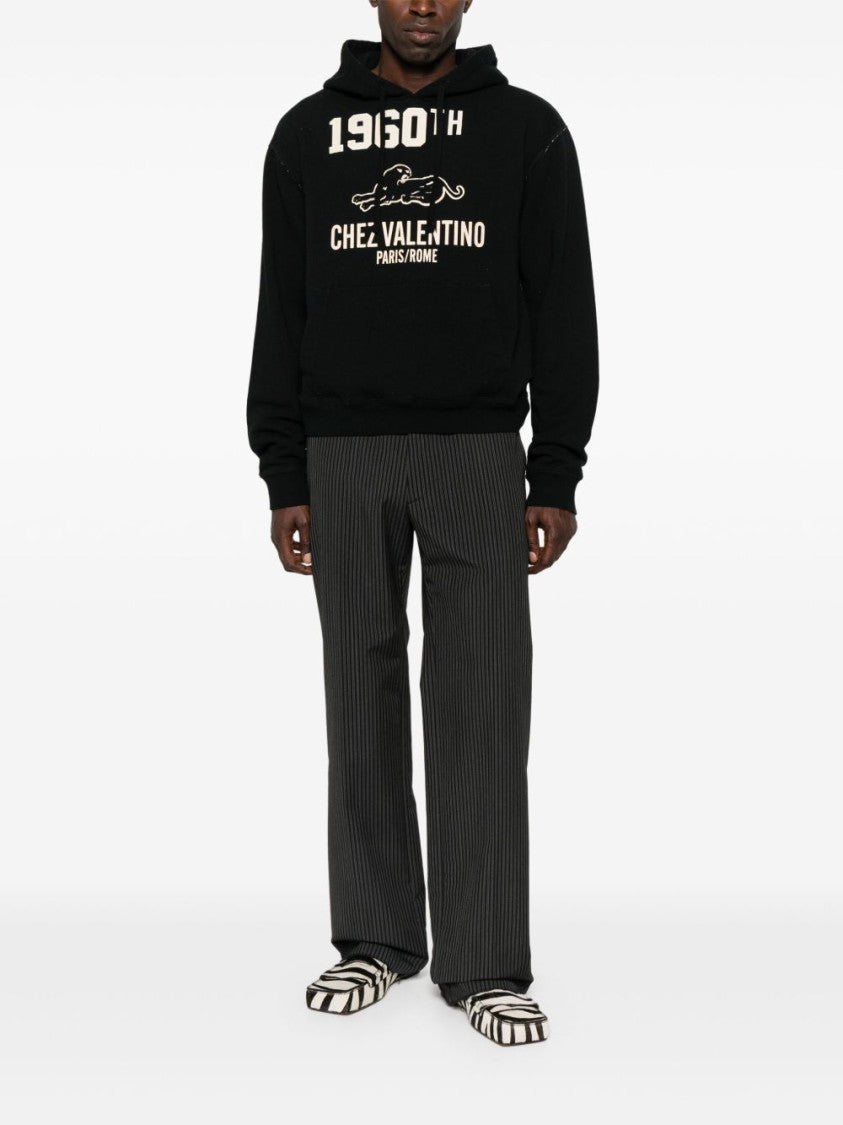 Valentino Garavani Classic Black Hoodie With Vintage Graphic Print