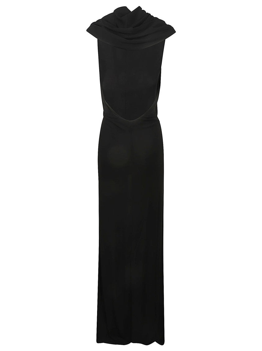 Saint Laurent Draped Black Dress With Back Cutout