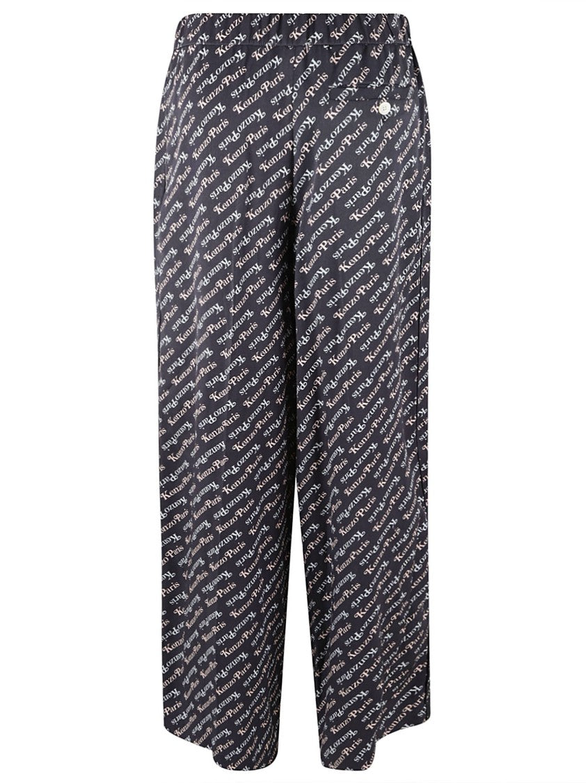 Kenzo Wide Leg Trousers With All-Over Logo Print