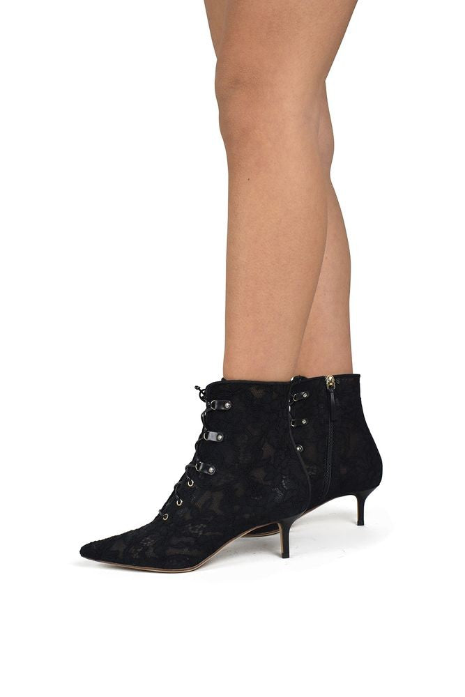 Francesco Russo Lace Ankle Boots With Central Lace Fasteners