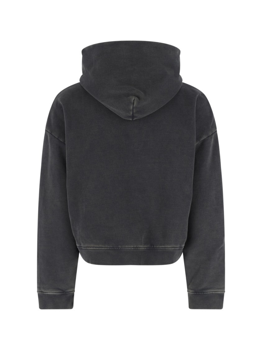 Entire Studios Black Washed Cropped Zip Hoodie