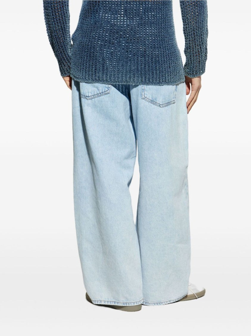 Diesel Light Wash Denim Jeans With Wide-Leg Silhouette