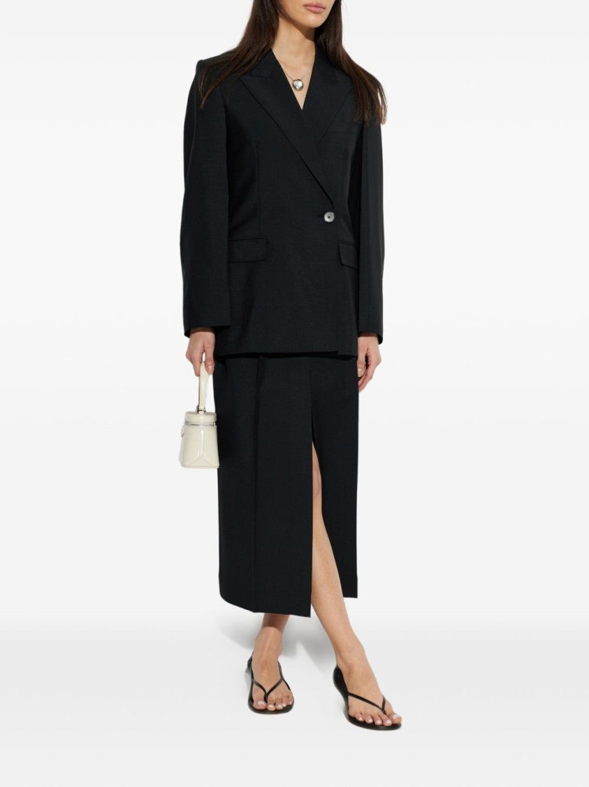 Givenchy Black Silk And Nylon Midi Skirt