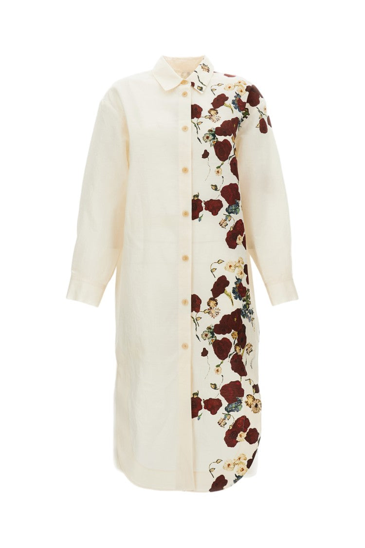 Khaite Midi-Length Botanical Floral Dress With A-Line Silhouette