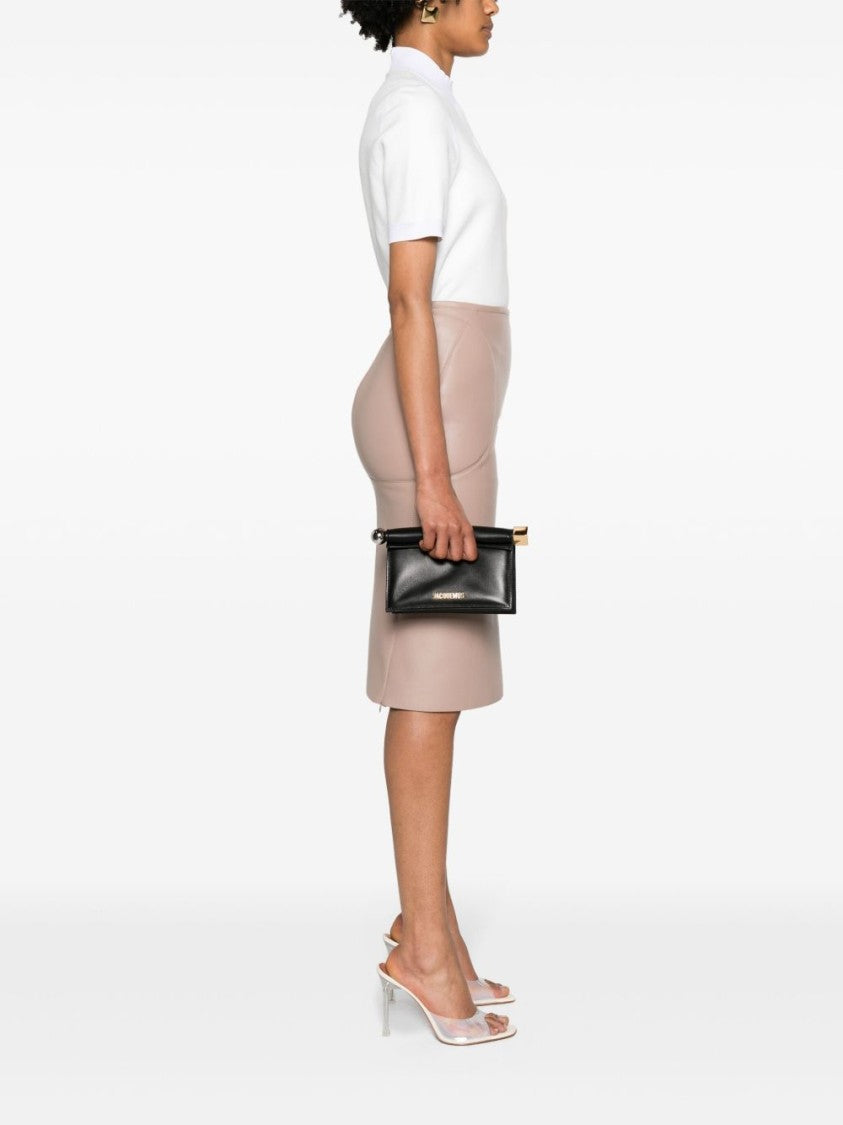 Jacquemus Black Rectangular Metallic Closure Shoulder Bag