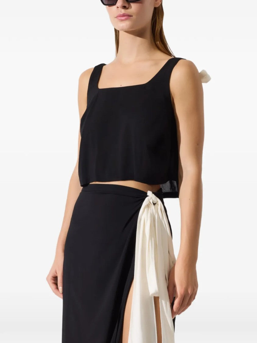 Karl Lagerfeld Cropped Black Top With Square Neckline