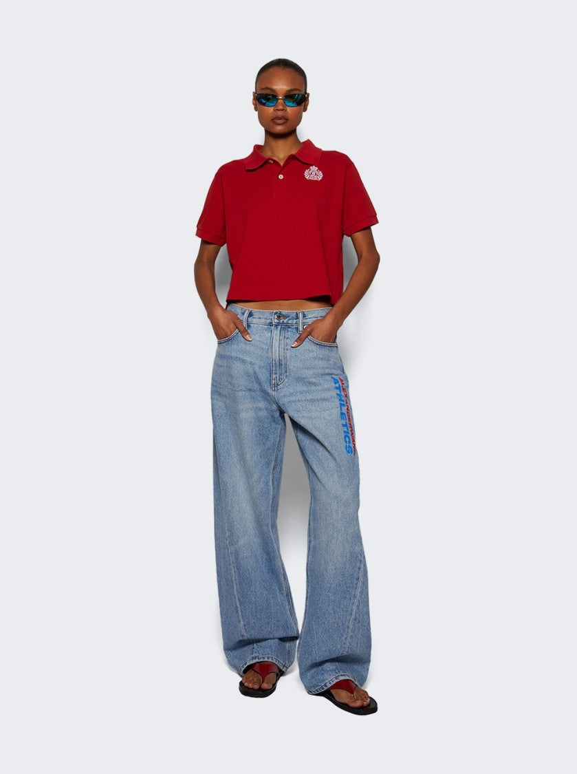 Alexander Wang Mesh Back Balloon Jean With Logo - Blue
