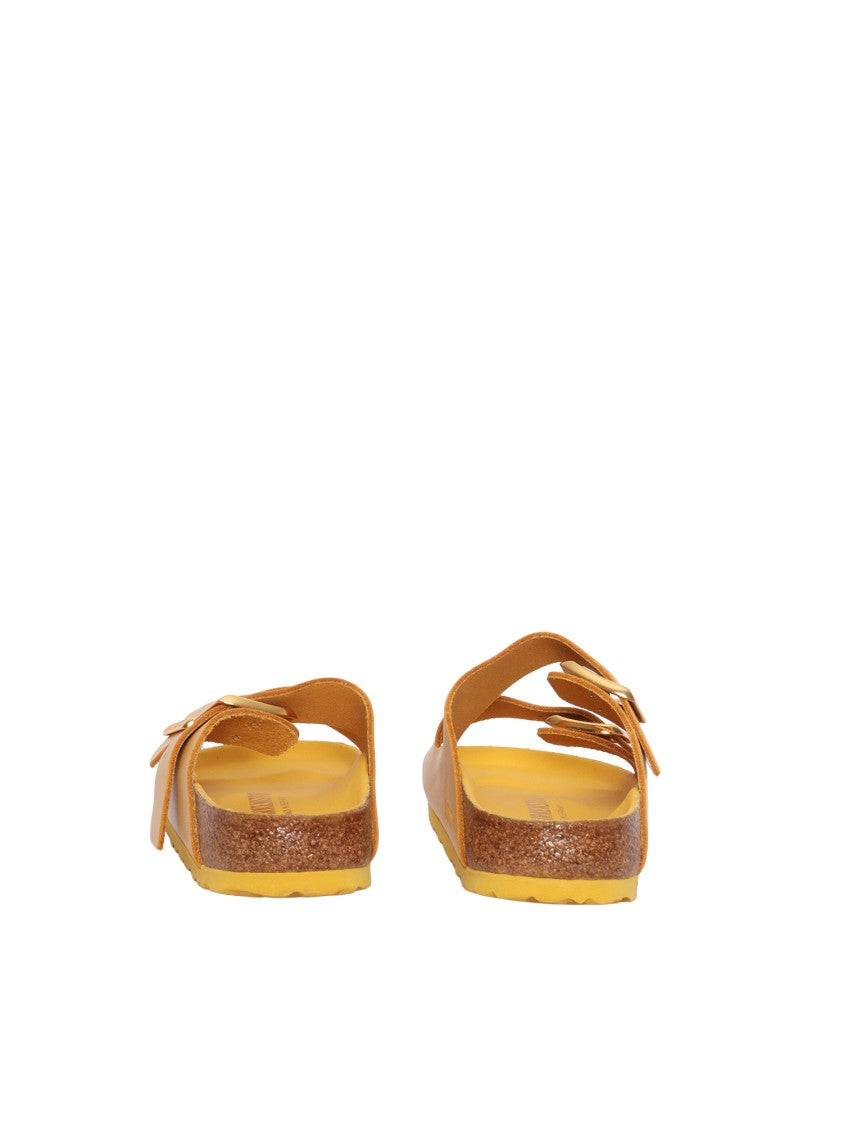 Birkenstock Ochre Arizona Natural Leather Slide Sandal