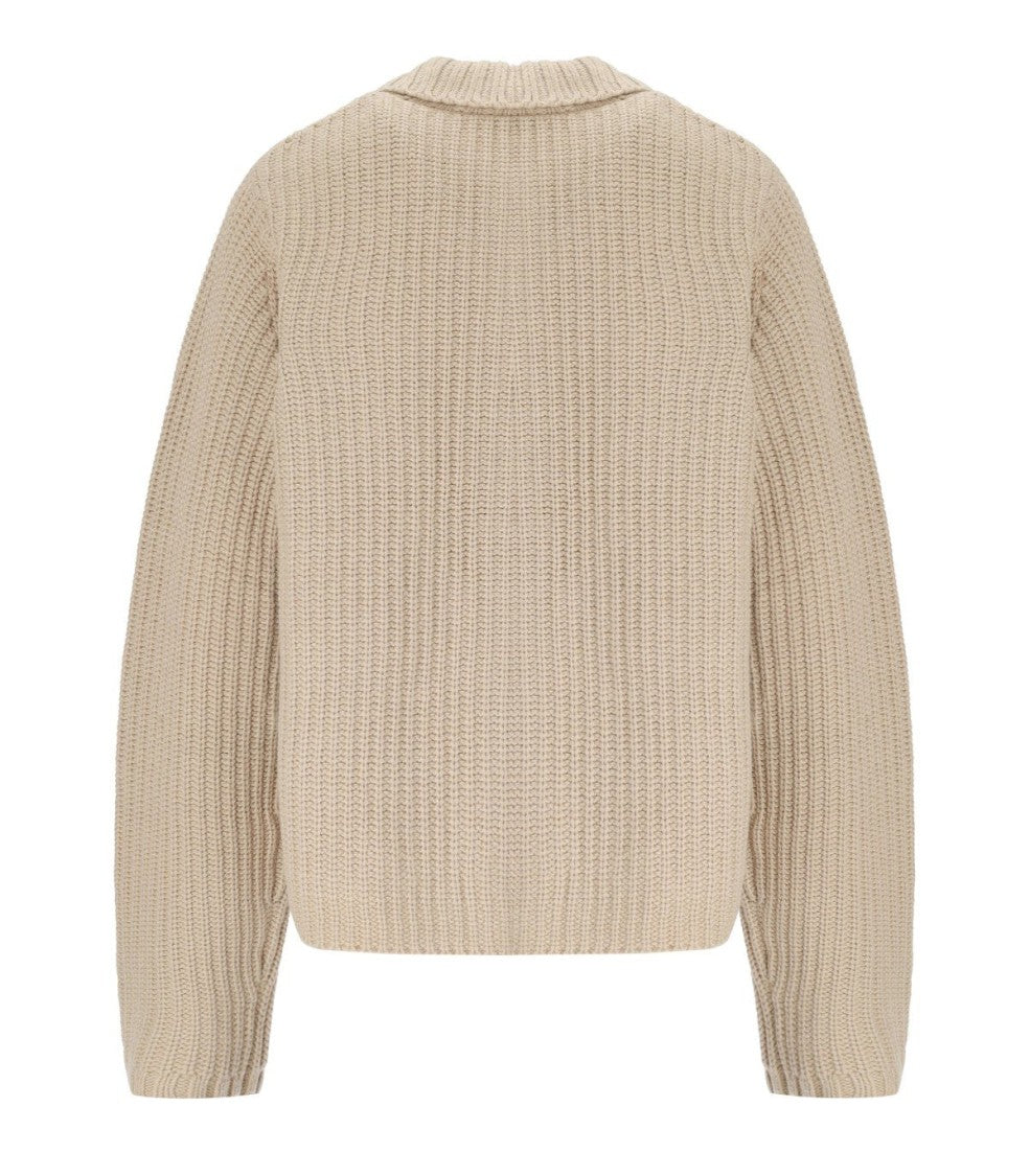 Carhartt Wip Ribbed Knit Cardigan With Shirt Collar And Front Pockets