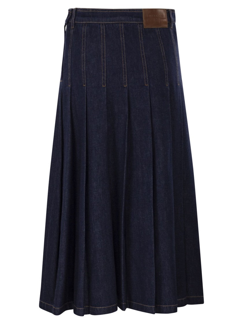 Max Mara Wkdovale - Denim Pleated Skirt