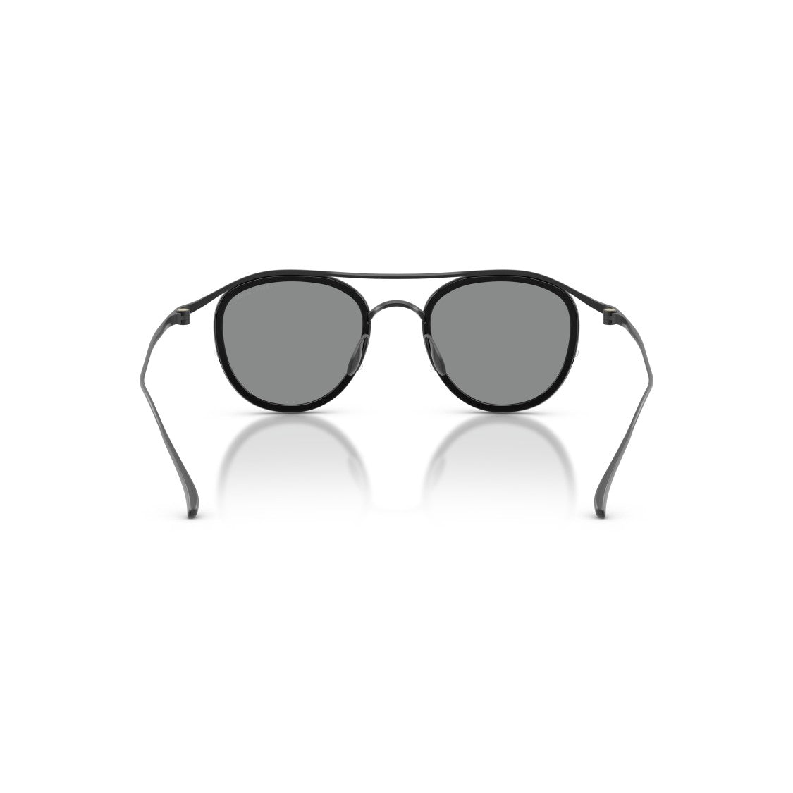 Giorgio Armani 0Ar6179t Rounded Black Titanium Sunglasses With Double Bridge Design