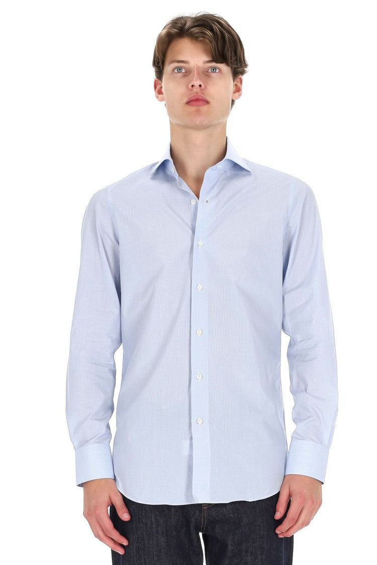 Finamore Giza 170’S Milano Micro-Check Cotton Tailored Shirt