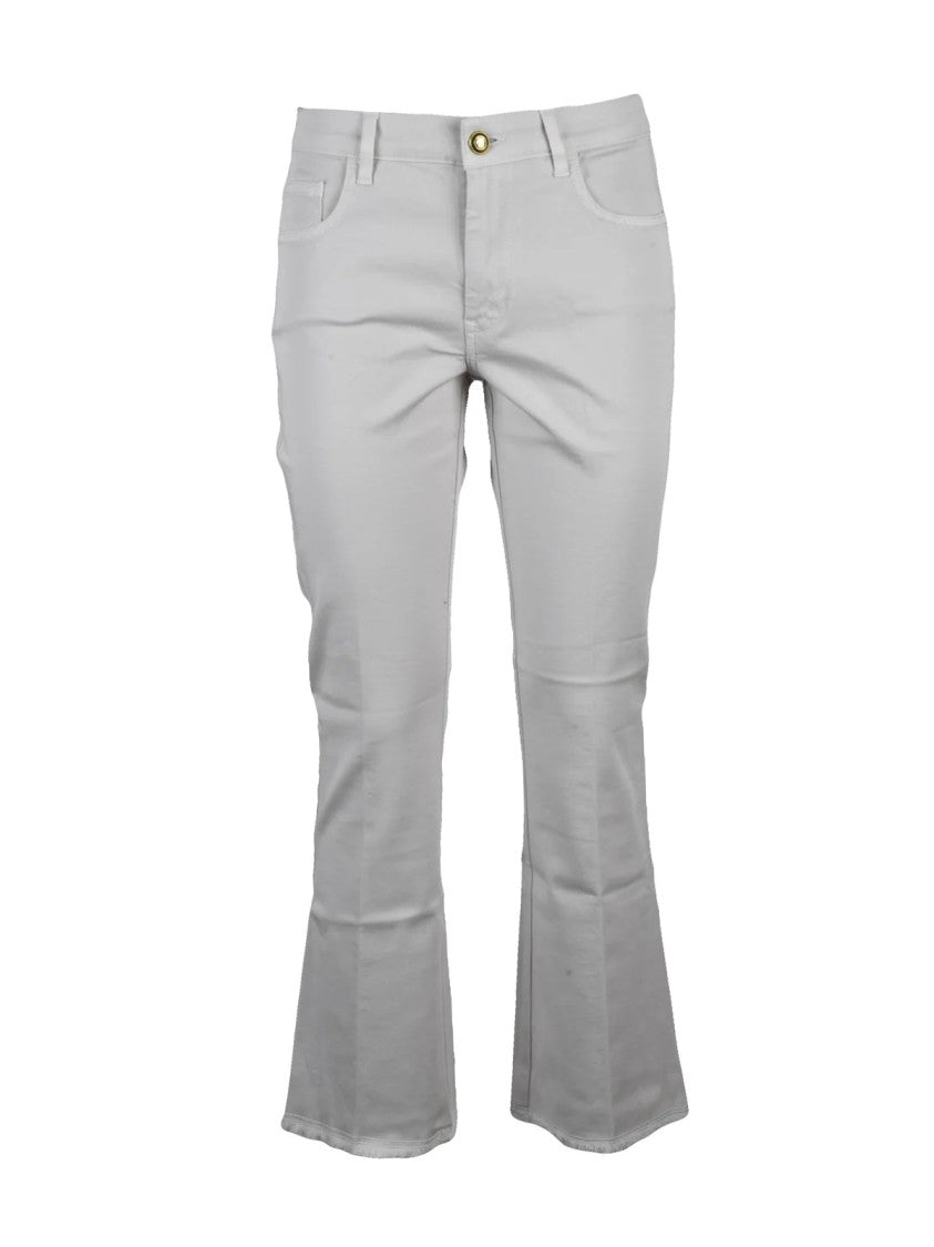 Fay Fay Flared Cotton Stretch Trousers - White