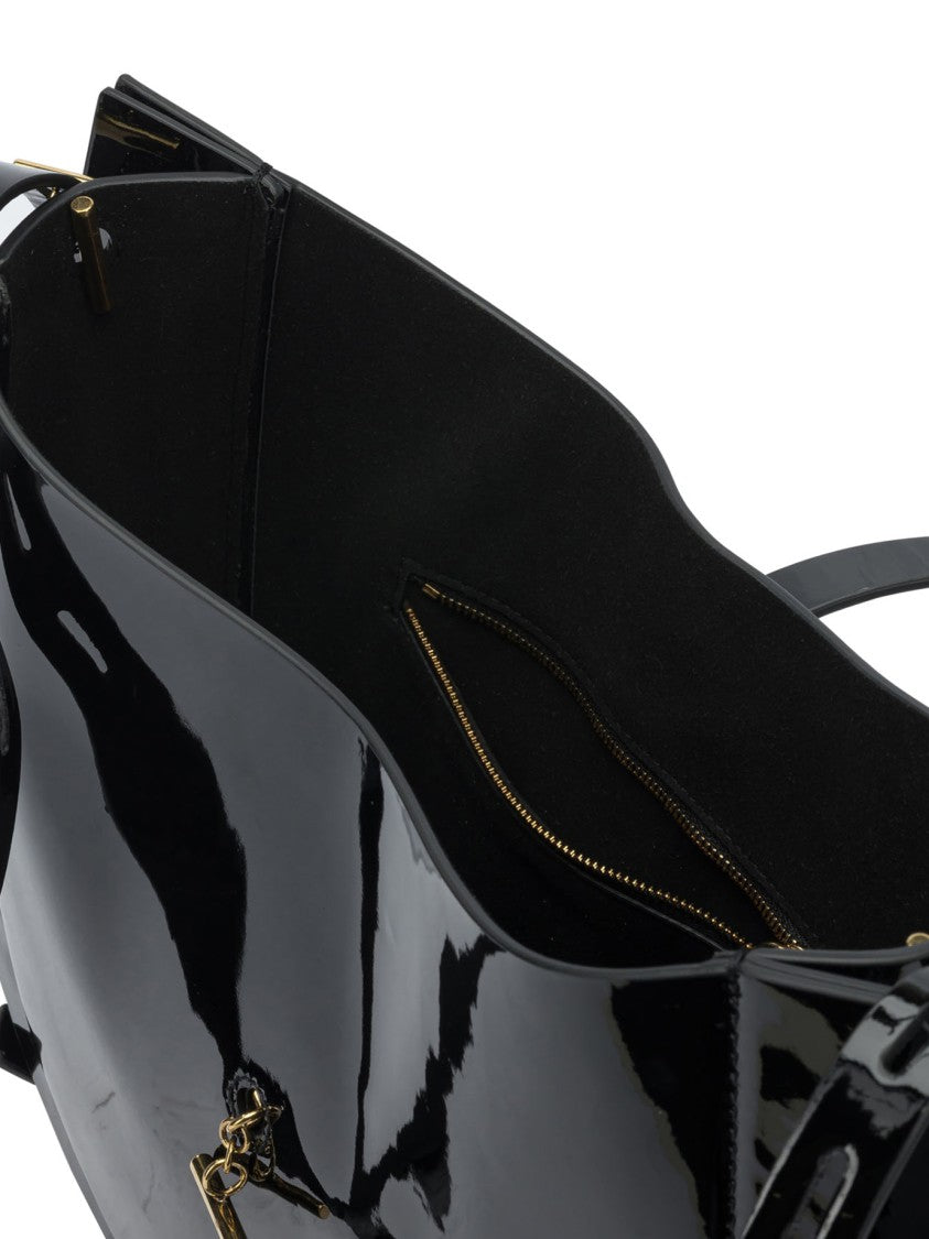 Minobossi Semi-Circular Patent Leather Shoulder Bag