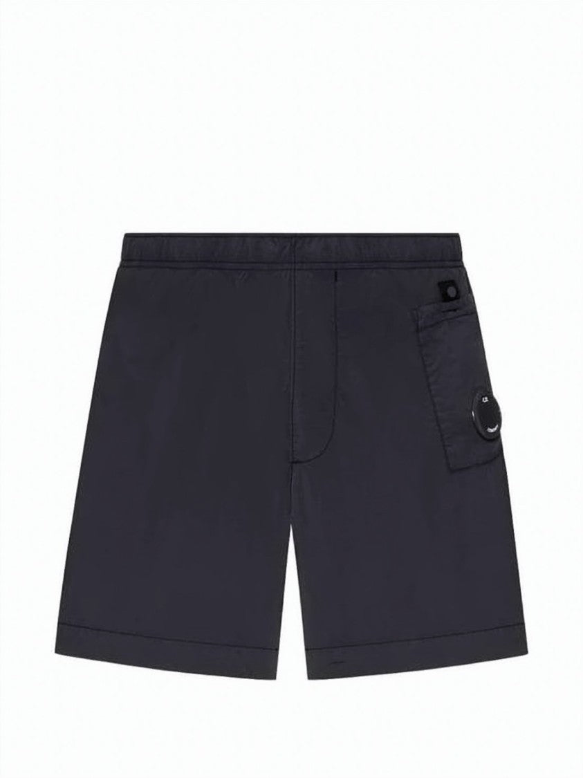 C.P. Company Black Mid-Thigh Length Lightweight Polyamide Shorts