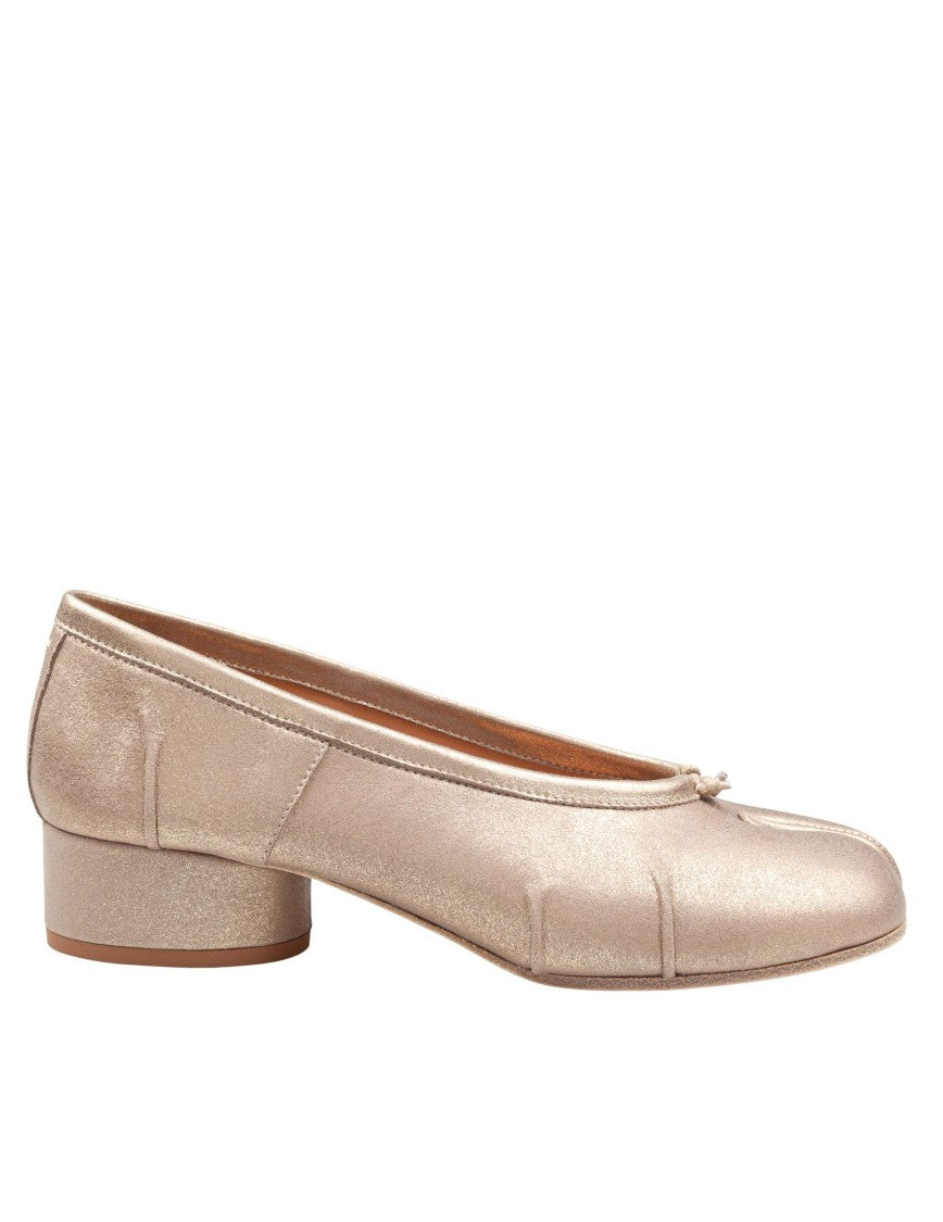 Maison Margiela Tabi Ballerina Flats In Metallic Leather, Gold Color