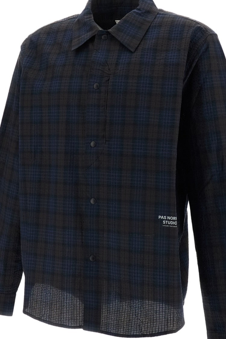 Pas Normal Studios Blue Off-Race Seersucker Cotton-Blend Shirt